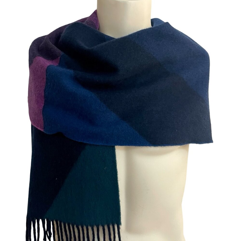 Duchamp London Lambswool Angora Geometric Scarf Made in Scotland  🇬🇧